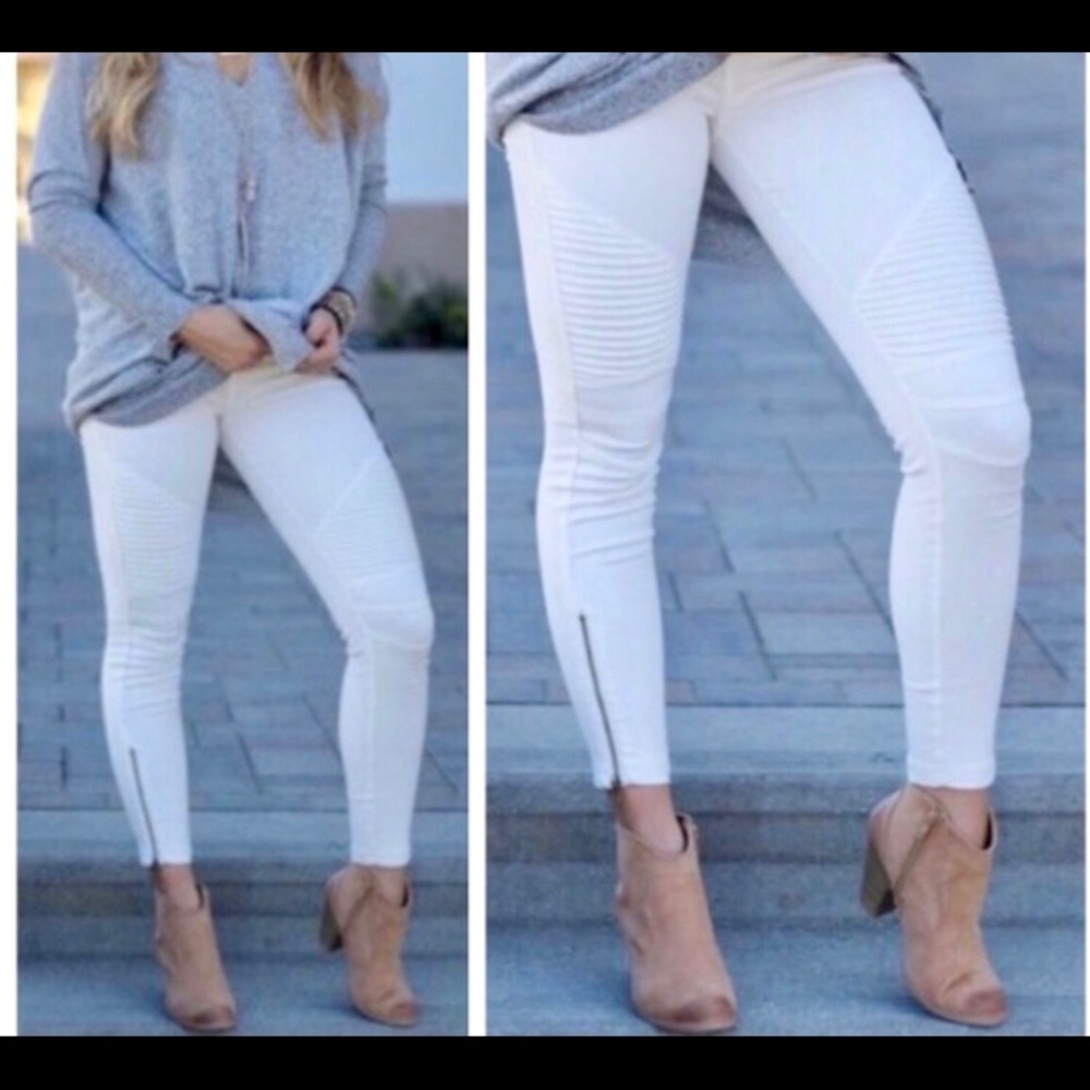 Last Pair!!! White Moto Leggings